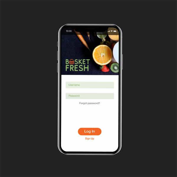Basket Fresh_Login Screen_Mobile Basket Fresh Login Screen