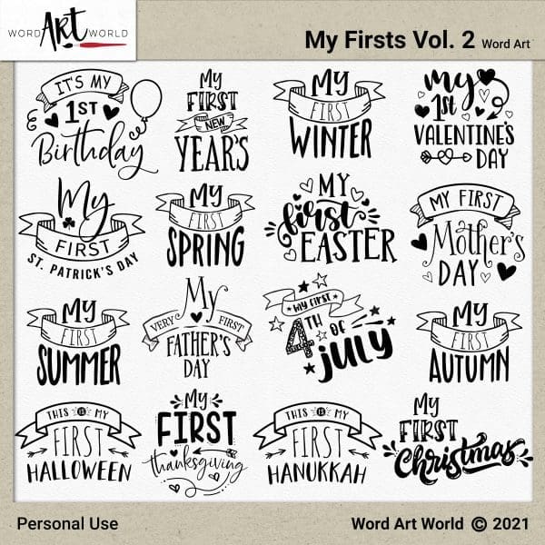 My Firsts Vol. 2 Word Art