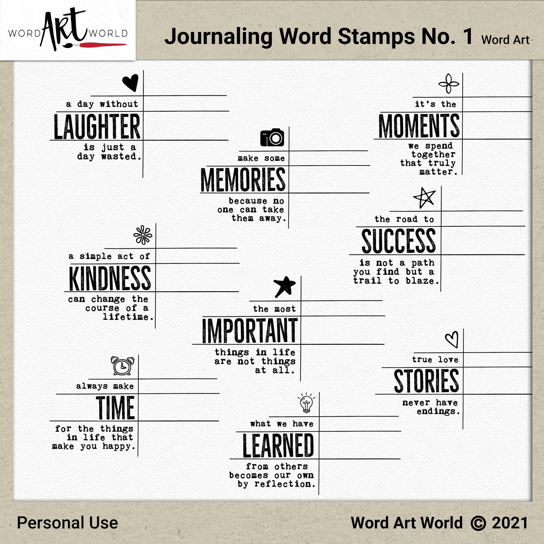 Journaling Word Stamps No. 1 Word Art