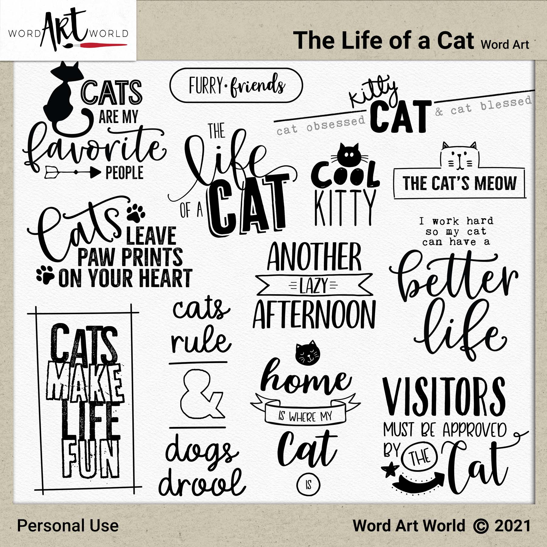 The Life of a Cat Word Art